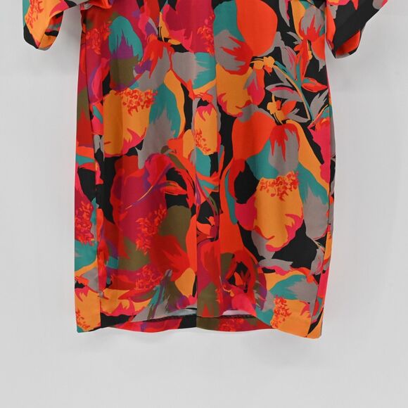 AIDAN MATTOX Dress Womens Size 12 Floral Printed Short Kimono Sleeve VNeck Multi - Picture 4 of 13